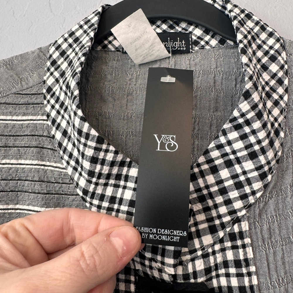 NWT Moonlight XL Patchwork Jacket Grey Gingham St… - image 4